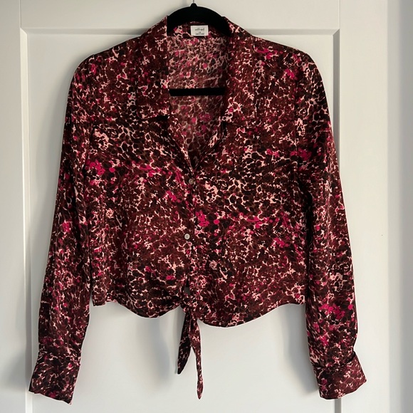 Aritzia Wilfred Tie Front Satin Blouse - Picture 1 of 6